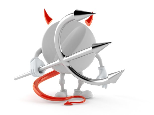 带有魔鬼角和干草叉的平板人物图片下载