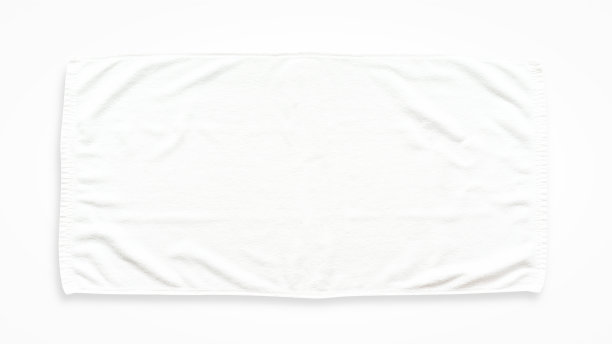 白色棉布毛巾模拟模板织物雨刷隔离在白色背景与剪切路径，平铺顶视图图片下载