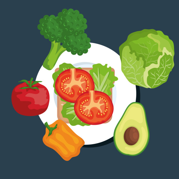 西兰花番茄生菜胡椒鳄梨沙拉图片下载