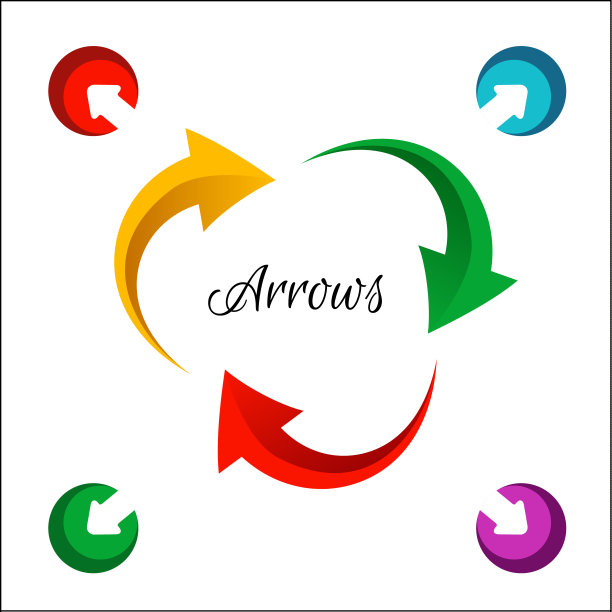 亮圆形箭头流图标。矢量插图多彩的生命周期。商业信息图设计概念与三个箭头隔离图片下载