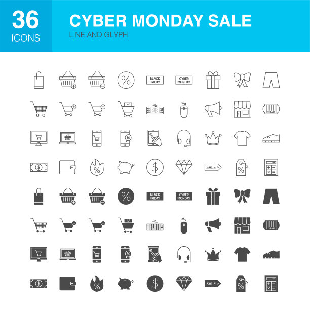 网络星期一线Web字形图标图片下载