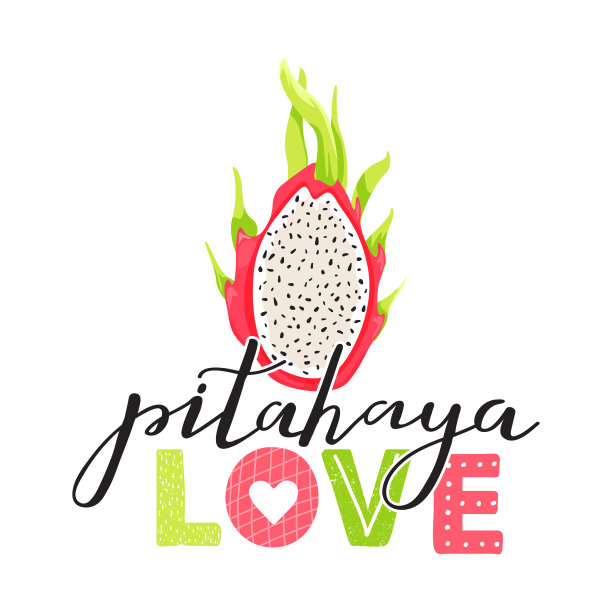 时尚t恤打印。卡通火龙果与时尚的字母。图片下载