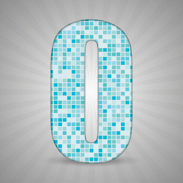 向量插图数字0由正方形蓝色马赛克。图片下载