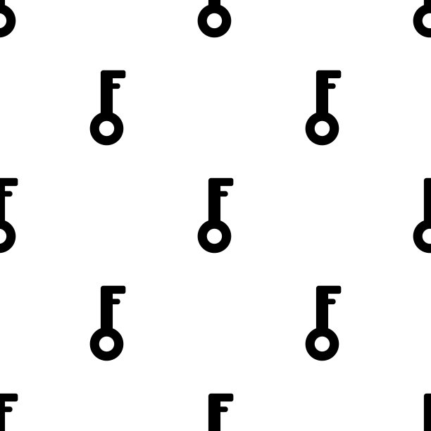 无缝模式与黑色轮廓的关键图标上的白色背景。矢量插图设计，网页，包装纸，织物，墙纸。图片下载