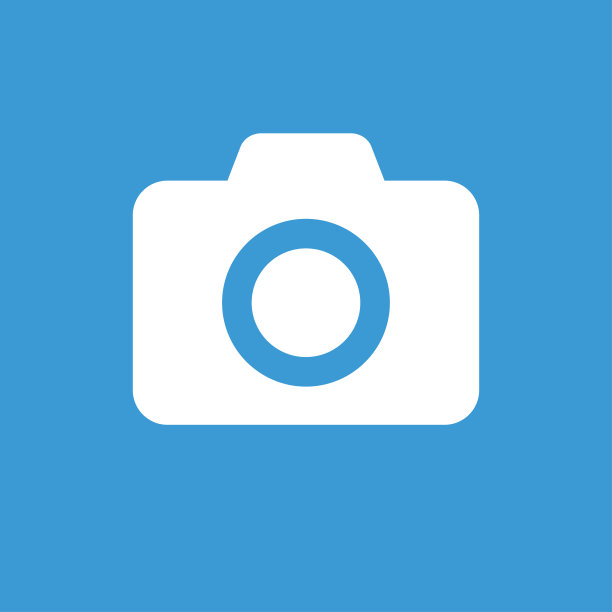 相机图标白色在蓝色的背景。画平孤立符号。变焦复古的对象。图片下载