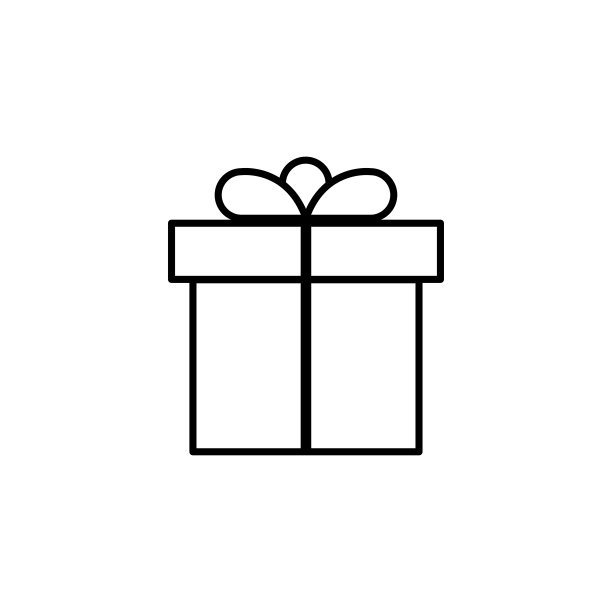 目前线性图标孤立。庆祝圣诞节的象征。带图标的框。庆祝节日。图片下载