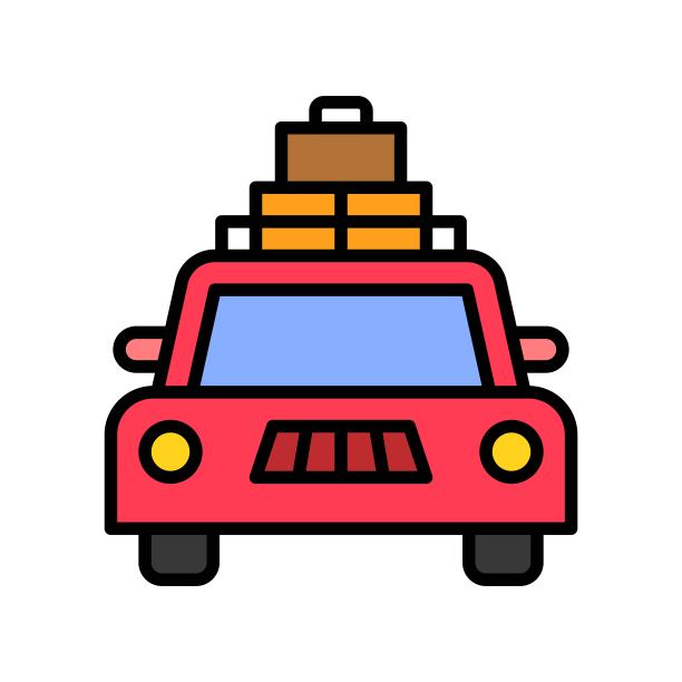 旅行车矢量图，与夏季假日相关的填充图标图片下载