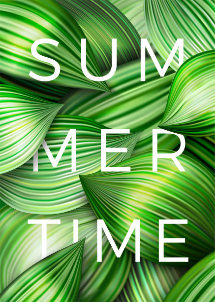 矢夏时节海报，绿叶抽象图片下载