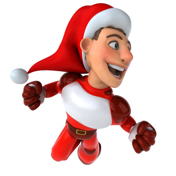 有趣的超级圣诞老人- 3D插图图片下载