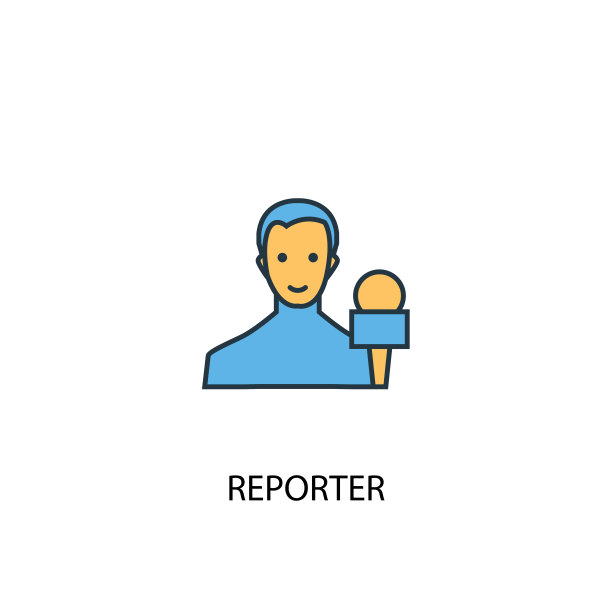 记者概念2彩色图标。简单的蓝色元素插图。记者概念符号设计。可以用于网页和手机的UI/UX吗图片下载