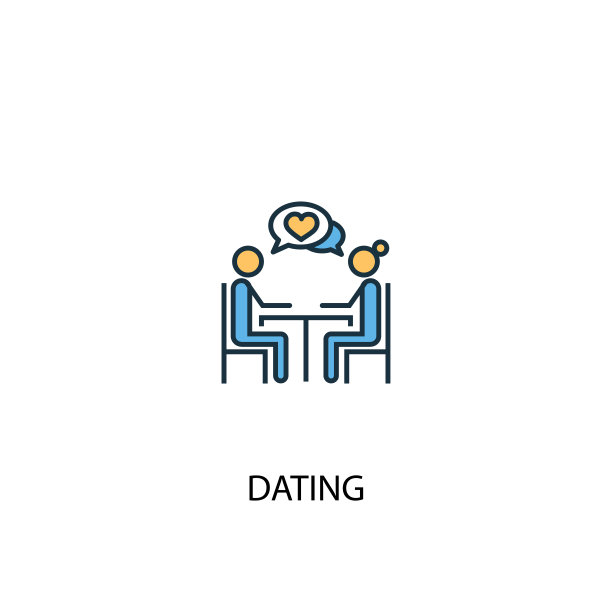 约会概念2彩色图标。简单的蓝色元素插图。日期概念符号设计。可以用于网页和手机的UI/UX吗图片下载