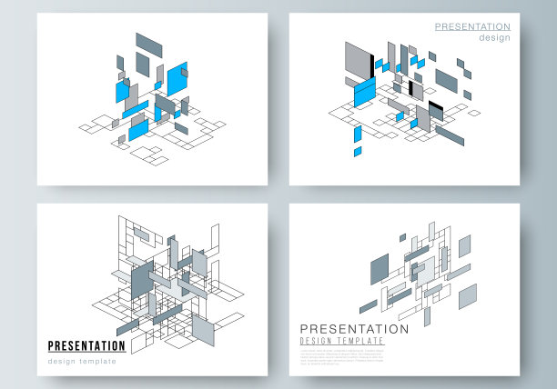 演示幻灯片的可编辑布局的极简抽象矢量插图设计了业务模板。抽象的多边形背景，彩色的马赛克图案，复古的包豪斯风格设计。图片下载