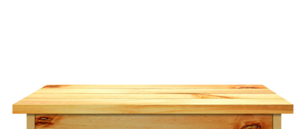 木制桌子孤立在白色背景与剪切路径图片下载