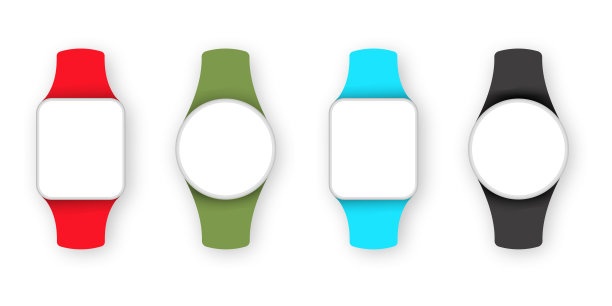 矢量插图的现实模型手表与彩色表带图片下载