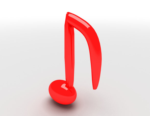 红色音符孤立在白色背景上的3d插图。图片下载