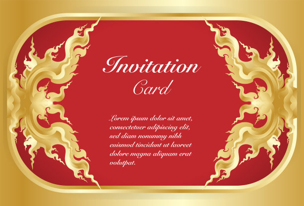 矢量邀请卡模板，背景和框架边界。泰国当代艺术复古插画设计图片下载