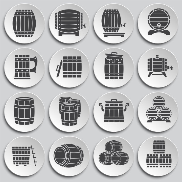 桶图标设置在图形和网页设计的背景。简单的说明。网站按钮或手机应用的互联网概念符号。图片下载