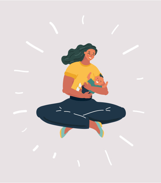 保姆和小男孩玩耍。图片下载