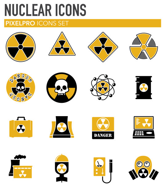 辐射相关图标设置在图形和网页设计的背景。简单的说明。网站按钮或手机应用的互联网概念符号。图片下载