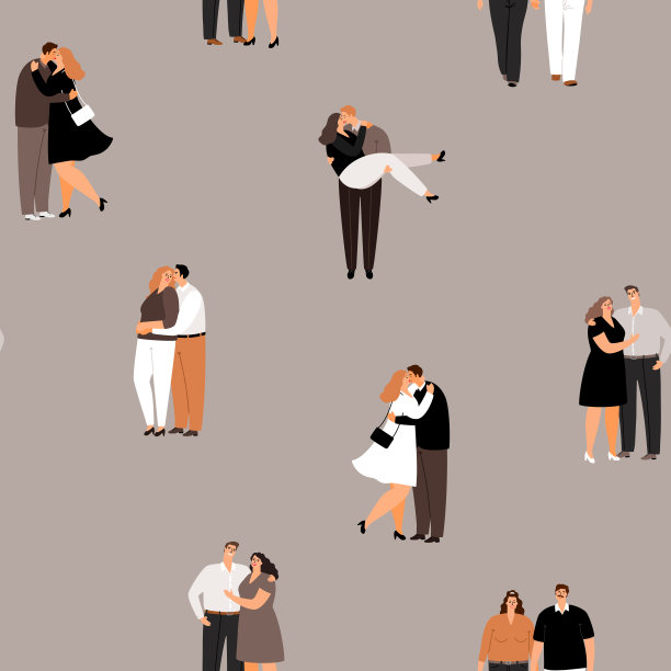 相爱的情侣是亲吻和拥抱，天衣无缝的模式图片下载