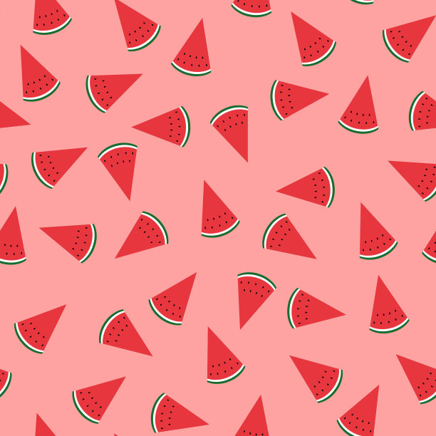 无缝的粉红色背景与西瓜片。贺卡设计，季节性暑假邀请函设计图片下载