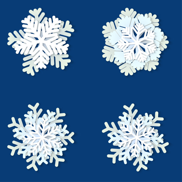 白色和蓝色的圣诞纸雪花素材图片
