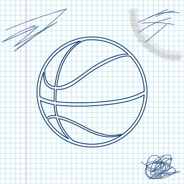 篮球篮球线草图图标孤立的白色背景。运动的象征。矢量图图片下载