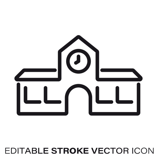 学校房子矢量线图标图片下载