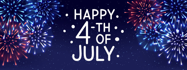 横向横幅与烟花为独立日设计图片下载