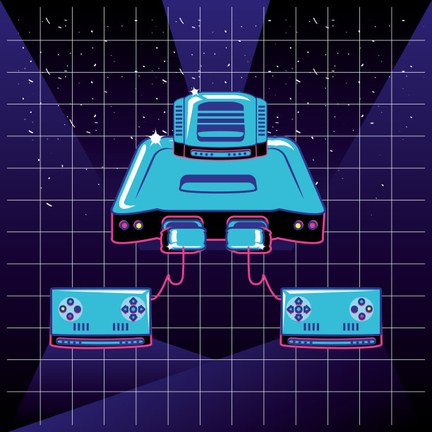 带有图标的电子游戏控制台复古风格图片下载