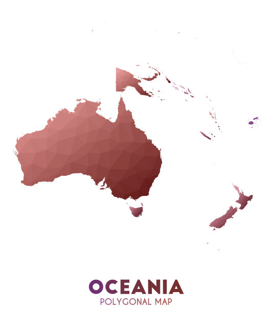 大洋洲的地图。实际低聚风格大陆地图。图片下载