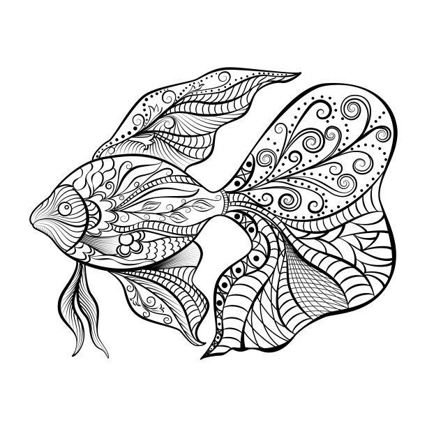 手画的鱼孤立。图片下载