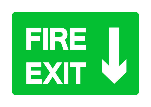 出口紧急绿色标志隔离在白色背景，矢量插图EPS.10图片下载