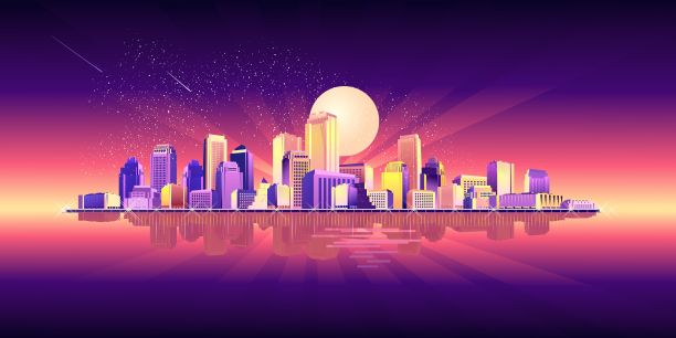 夜晚霓虹城市素材图片
