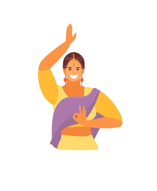 跳舞的印度女孩矢量图片下载