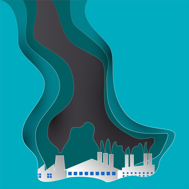污染空气来自工厂管道和污水坑，环境为污染概念。矢量图图片下载