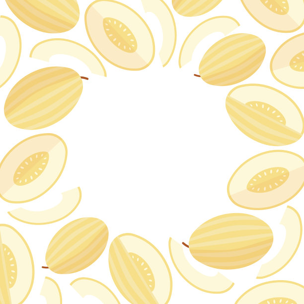 圆框甜瓜模板，扁平样式图片下载