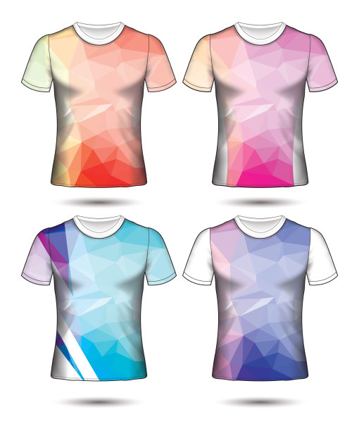 t恤模板抽象几何集合不同颜色多边形马赛克图片下载