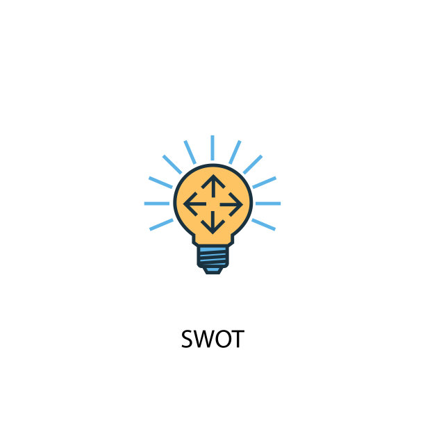 SWOT概念双色线条图标。简单的黄色和蓝色元素图示图片下载