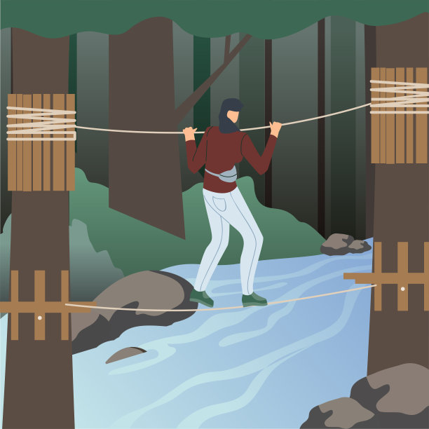 女人放松在绳子公园平面矢量字符图片下载