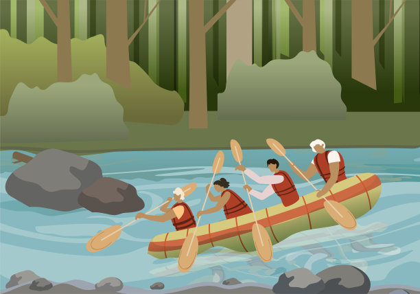 漂流极端活动平面矢量插图图片下载