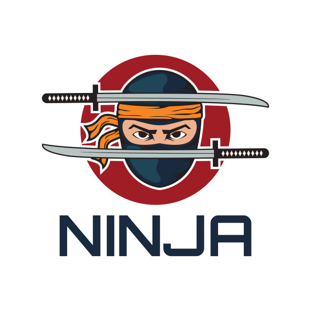 带有剑和面具图标的忍者。矢量图图片下载