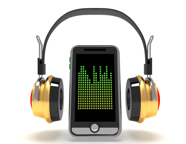3d渲染无线耳机和智能手机在白色背景图片下载