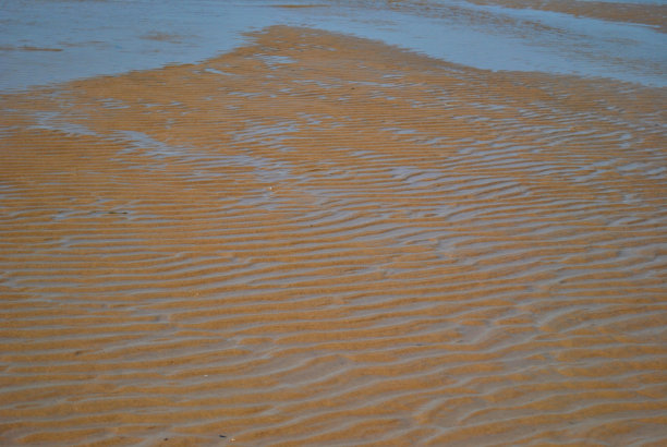 阳光明媚的一天，退潮后的沙滩。图片下载