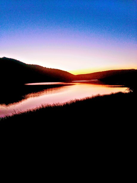 日落和湖图片下载