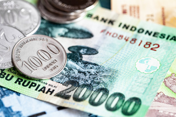印尼盾硬币和钞票特写照片图片下载