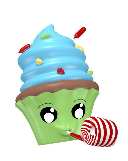 用可爱的派对表情做纸杯蛋糕。图片下载