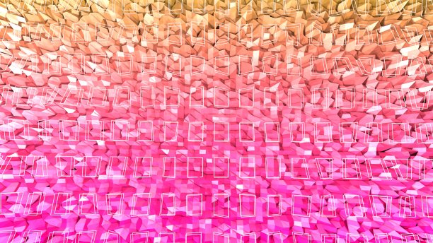 3d表面作为3d低聚抽象几何背景与现代梯度颜色，红橙色，与白色网格1图片下载