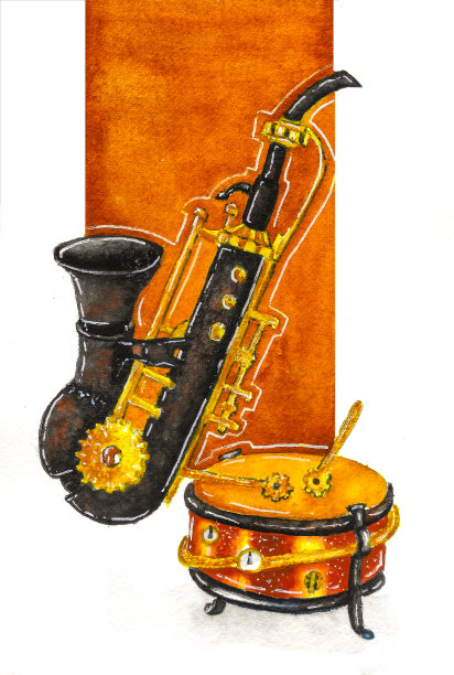 蒸汽朋克爵士乐器图片下载