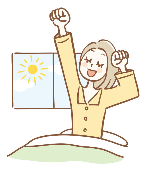 一个女人舒适地醒来的插图图片下载